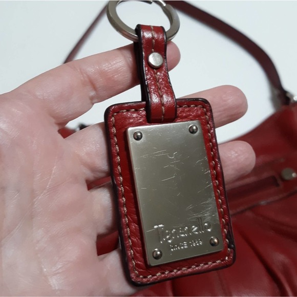 Tignanello red shoulder bag pebbled leather Y2K 90s style - Picture 9 of 15